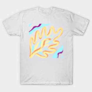 Yellow orange pink blue watercolor leaf art T-Shirt